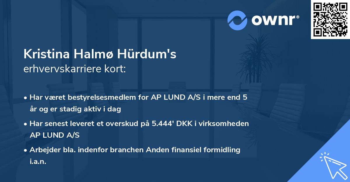 Kristina Halmø Hürdum's erhvervskarriere kort