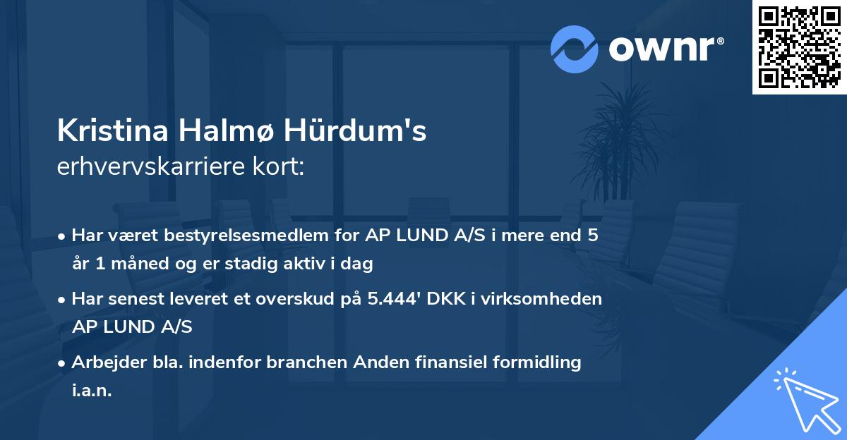 Kristina Halmø Hürdum's erhvervskarriere kort