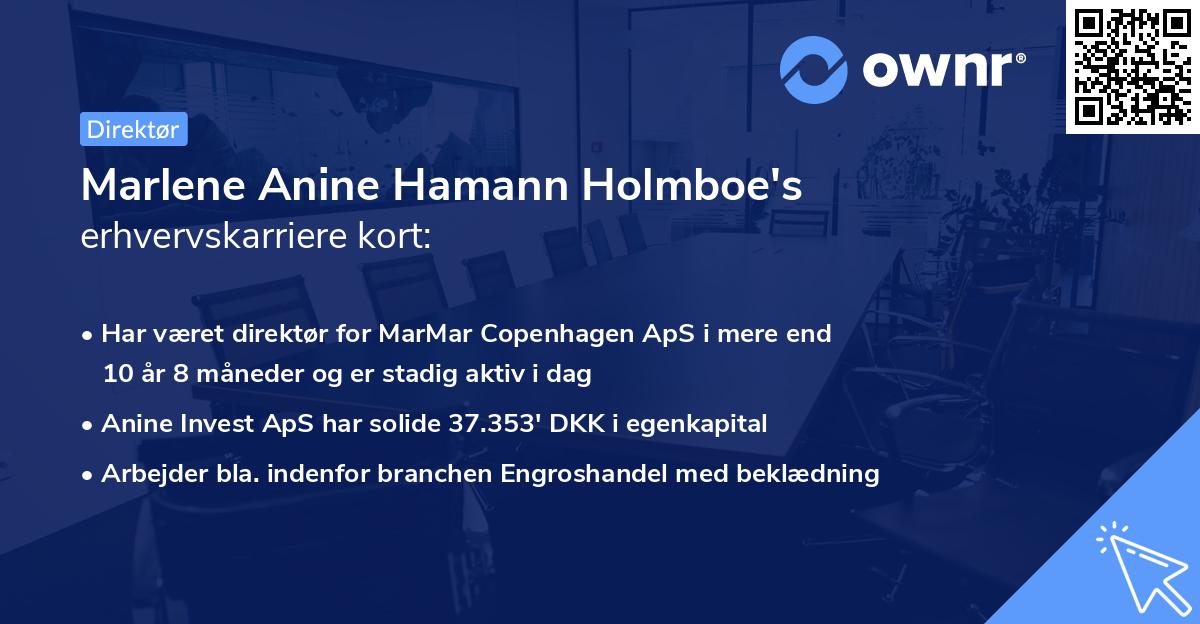 Marlene Anine Hamann Holmboe's erhvervskarriere kort