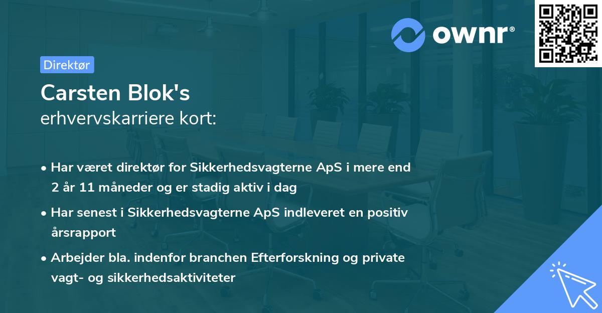 Carsten Blok's erhvervskarriere kort