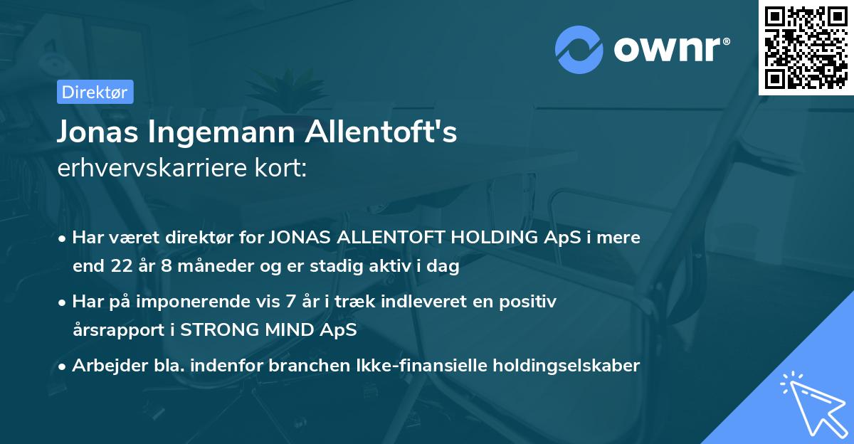 Jonas Ingemann Allentoft's erhvervskarriere kort