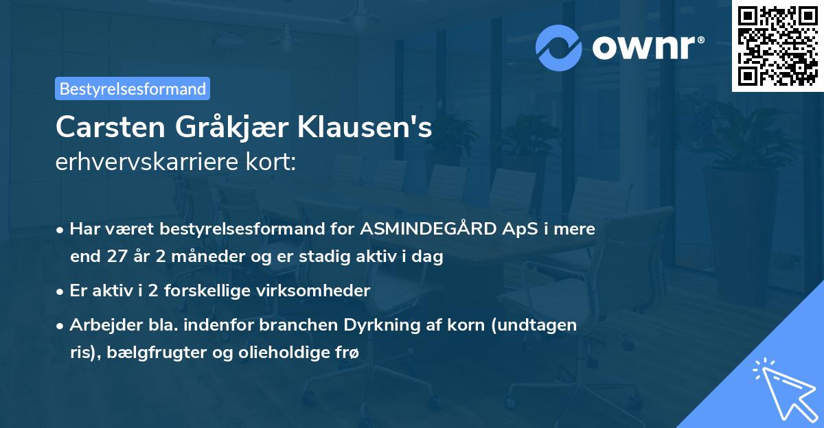 Carsten Gråkjær Klausen's erhvervskarriere kort