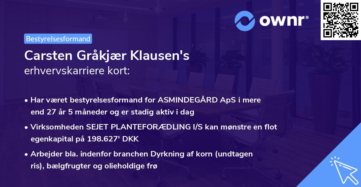 Carsten Gråkjær Klausen's erhvervskarriere kort