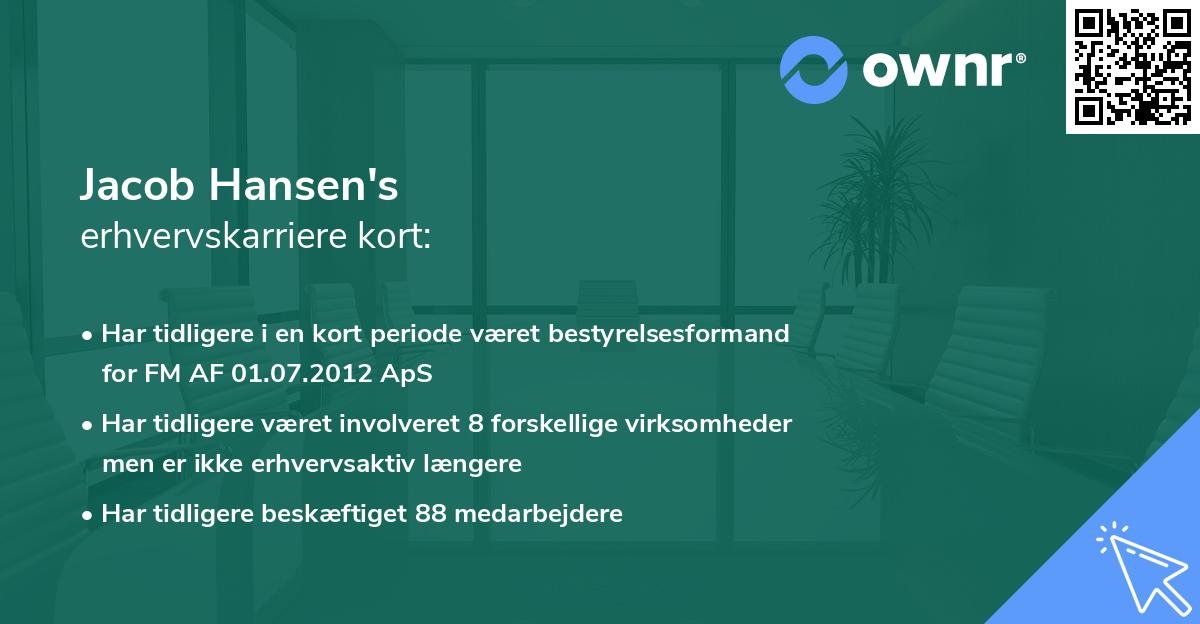 Jacob Hansen's erhvervskarriere kort