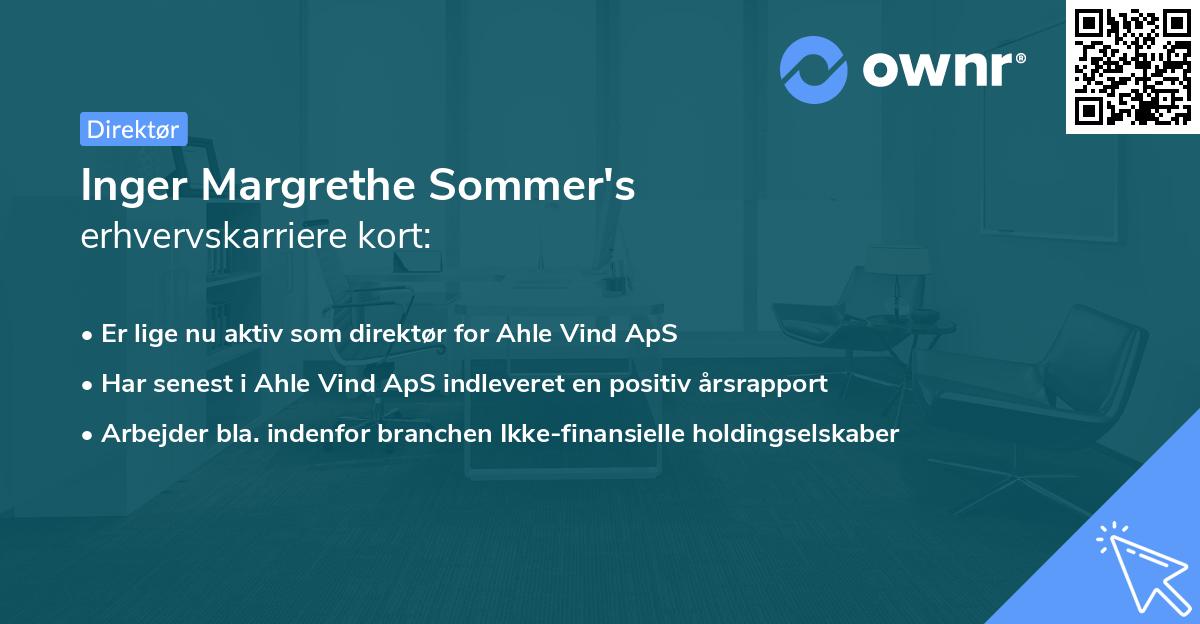 Inger Margrethe Sommer's erhvervskarriere kort