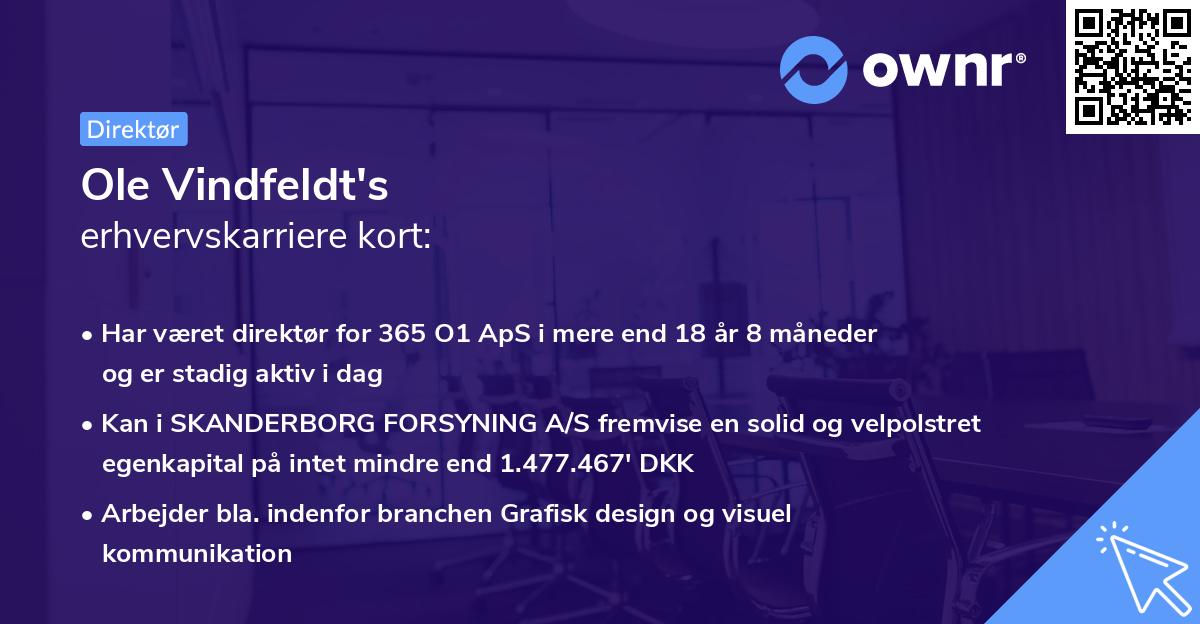 Ole Vindfeldt's erhvervskarriere kort