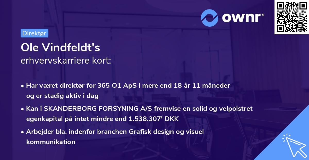 Ole Vindfeldt's erhvervskarriere kort