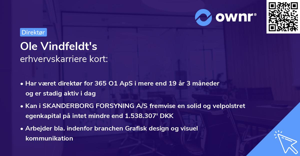 Ole Vindfeldt's erhvervskarriere kort