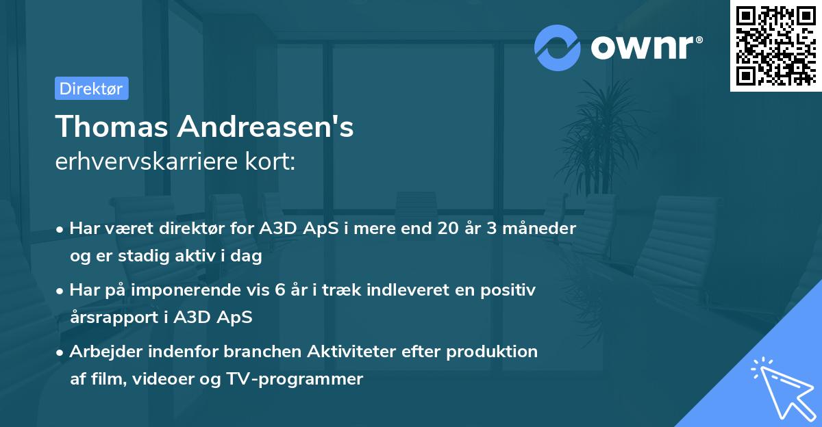 Thomas Andreasen's erhvervskarriere kort