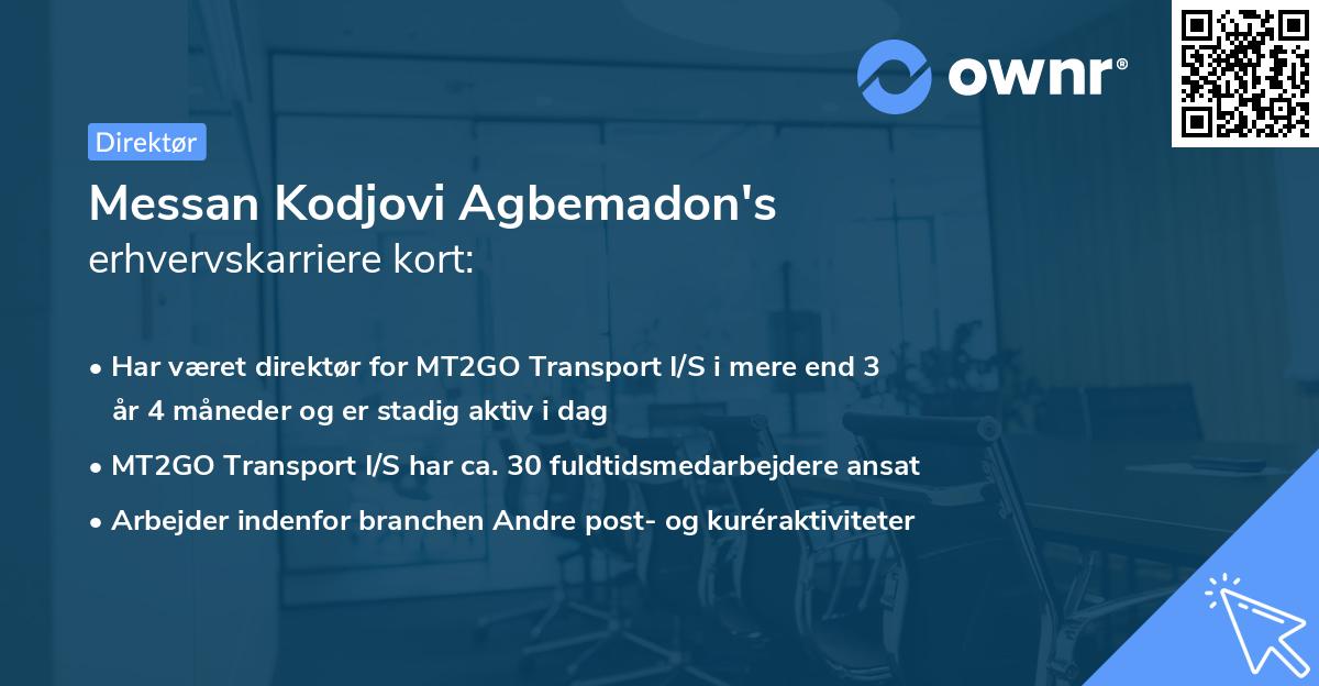 Messan Kodjovi Agbemadon's erhvervskarriere kort