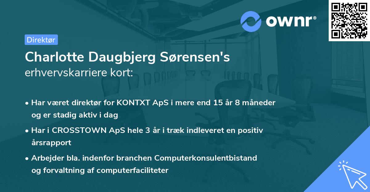 Charlotte Daugbjerg Sørensen's erhvervskarriere kort