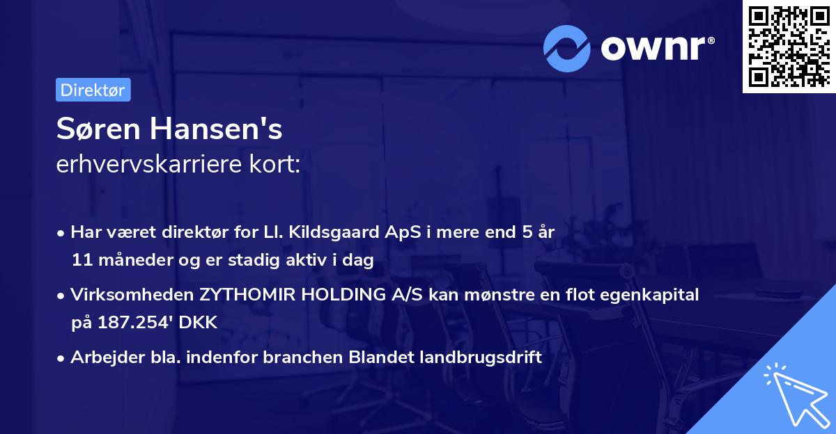 Søren Hansen's erhvervskarriere kort