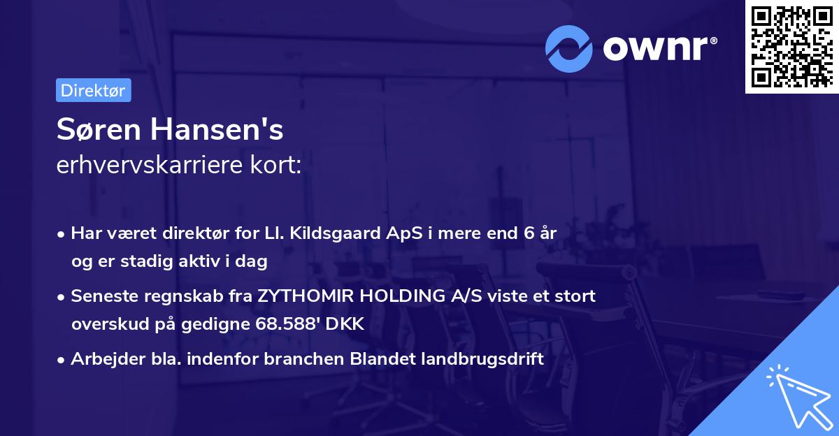 Søren Hansen's erhvervskarriere kort