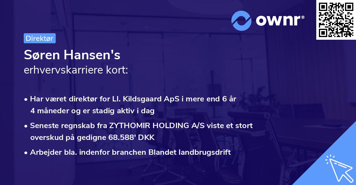 Søren Hansen's erhvervskarriere kort