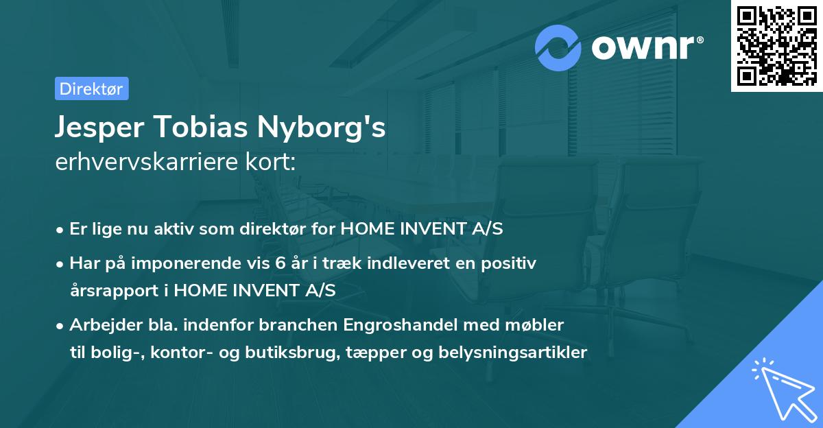 Jesper Tobias Nyborg's erhvervskarriere kort