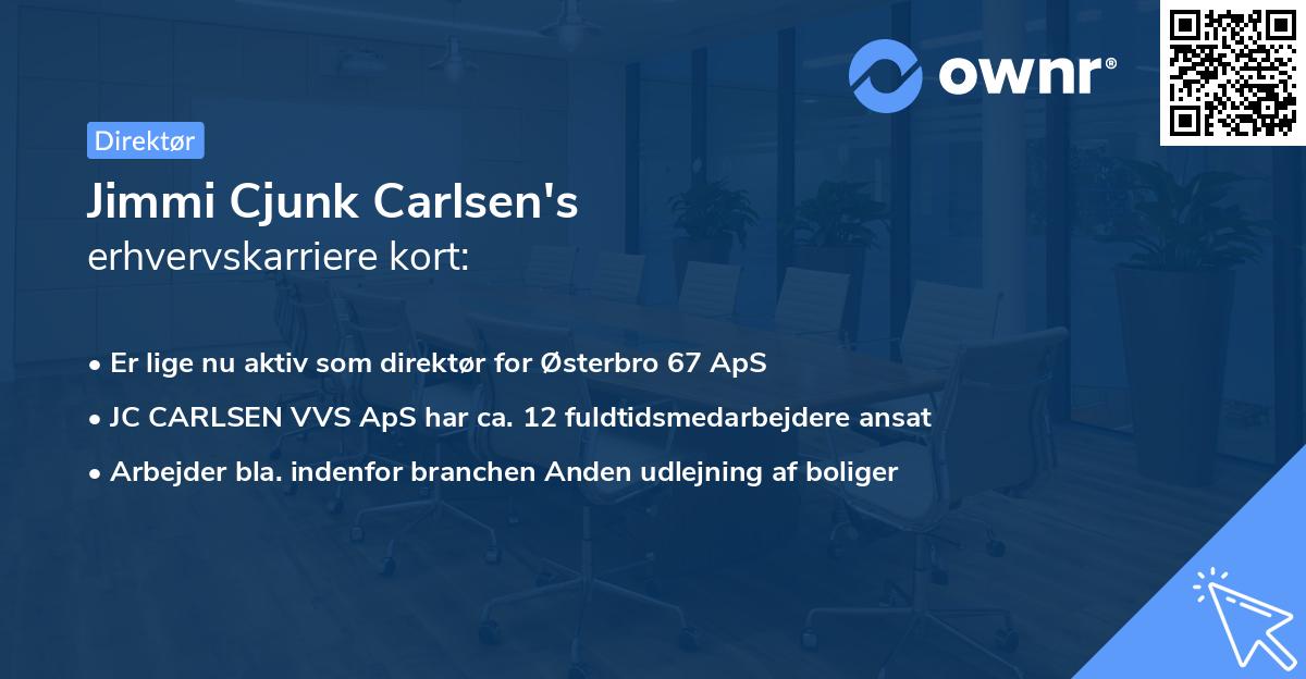 Jimmi Cjunk Carlsen's erhvervskarriere kort