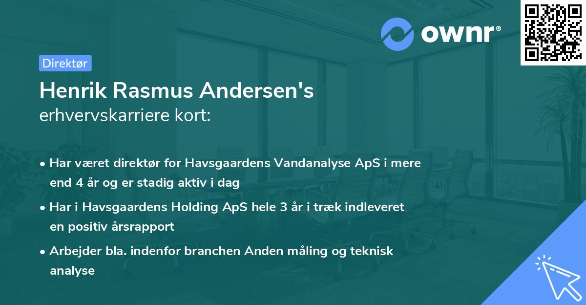 Henrik Rasmus Andersen's erhvervskarriere kort