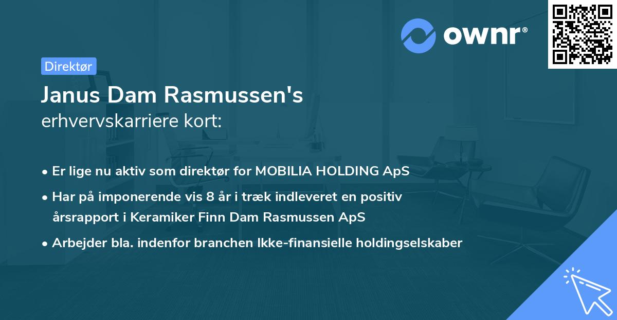 Janus Dam Rasmussen's erhvervskarriere kort