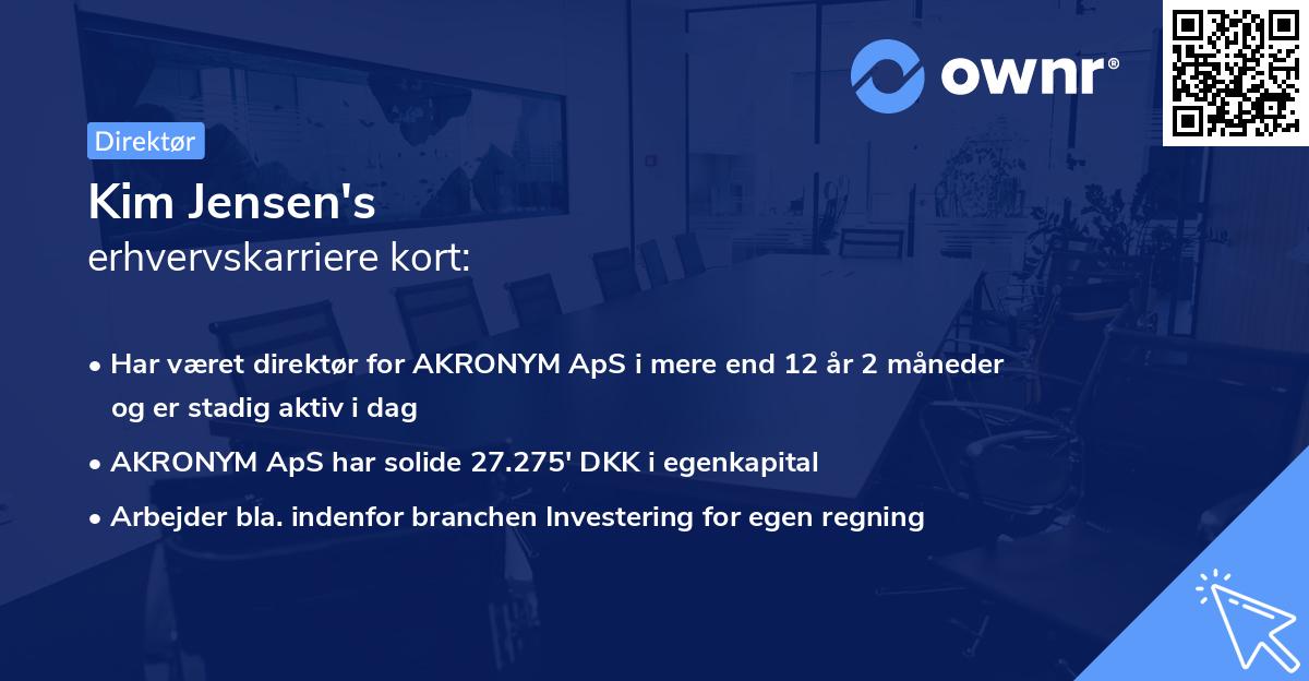 Kim Jensen's erhvervskarriere kort
