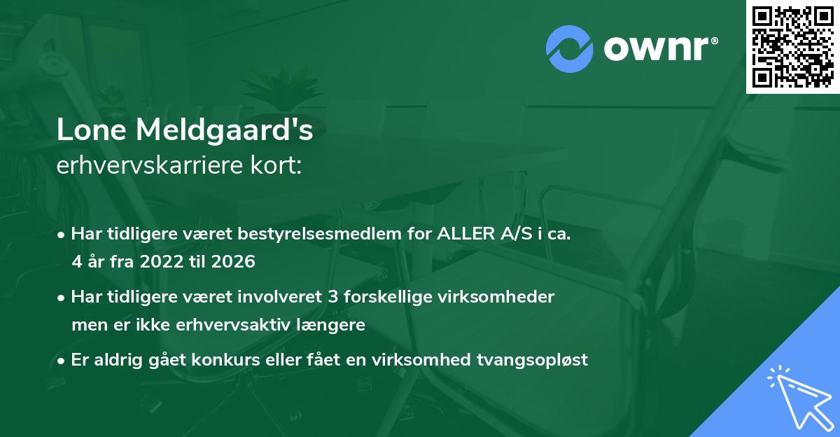Lone Meldgaard's erhvervskarriere kort