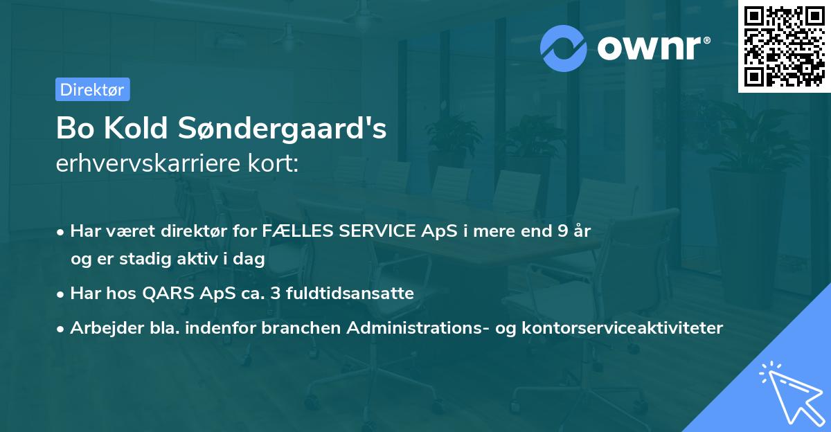 Bo Kold Søndergaard's erhvervskarriere kort