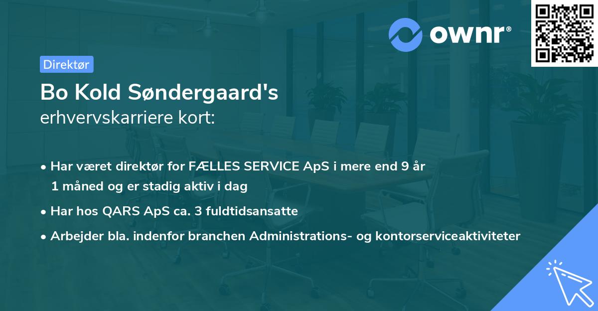 Bo Kold Søndergaard's erhvervskarriere kort