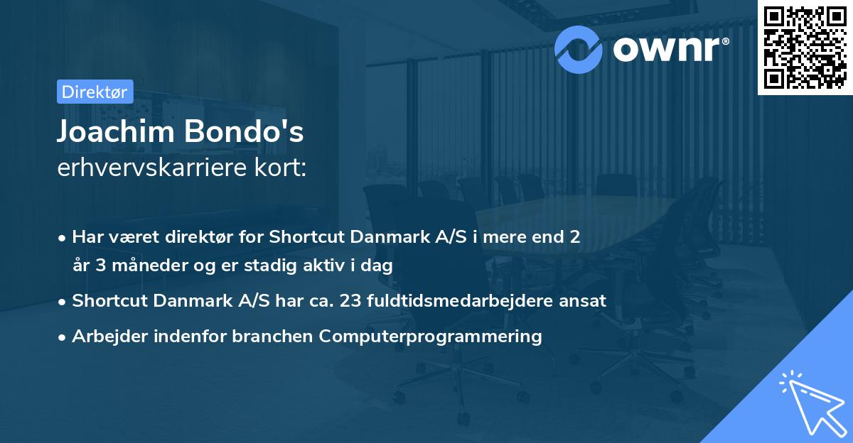 Joachim Bondo's erhvervskarriere kort