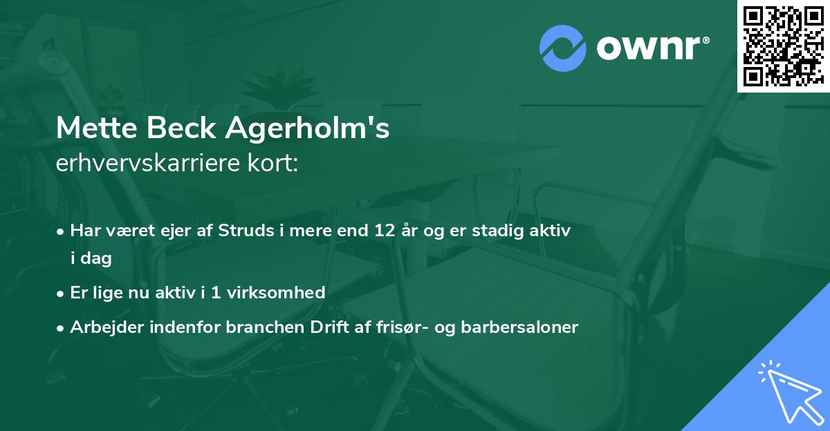Mette Beck Agerholm's erhvervskarriere kort