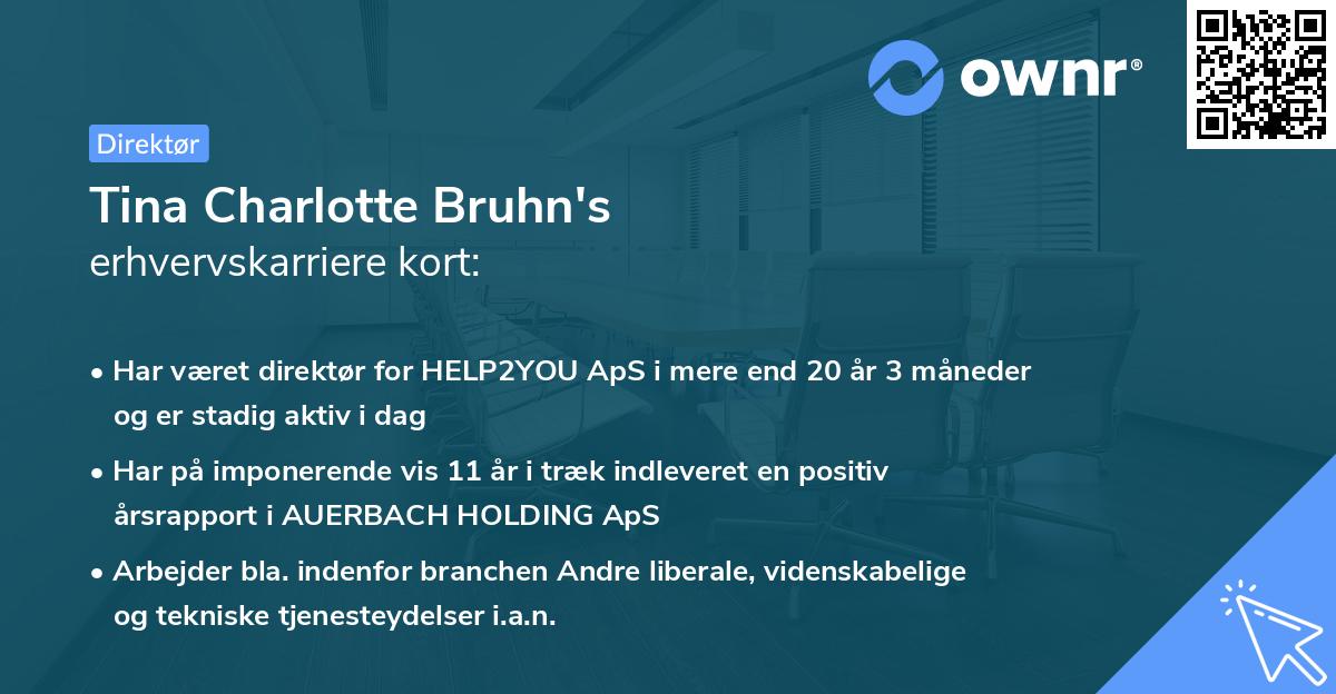 Tina Charlotte Bruhn's erhvervskarriere kort