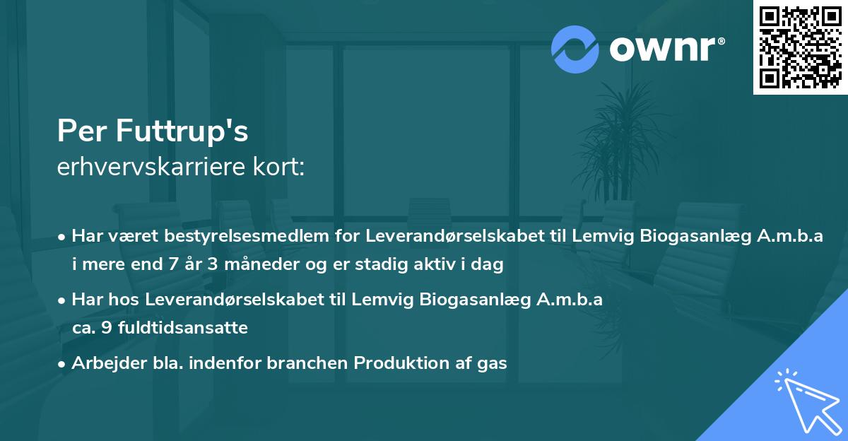 Per Futtrup's erhvervskarriere kort