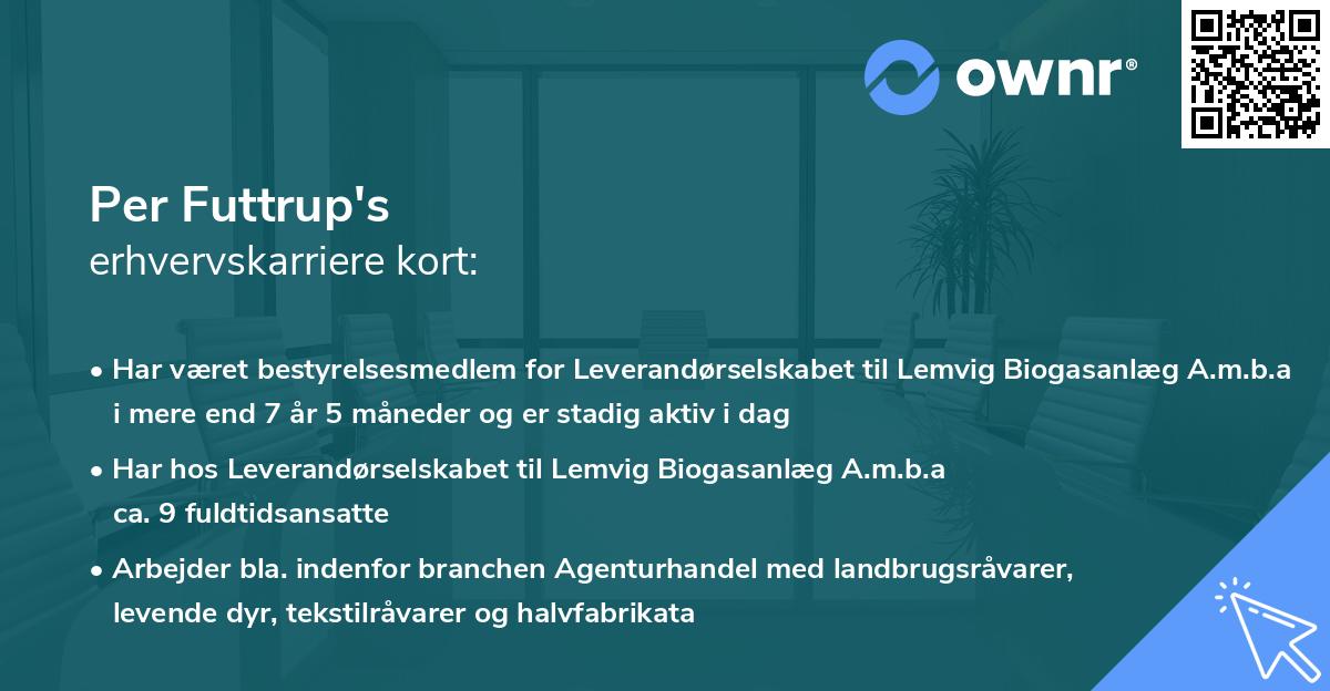 Per Futtrup's erhvervskarriere kort