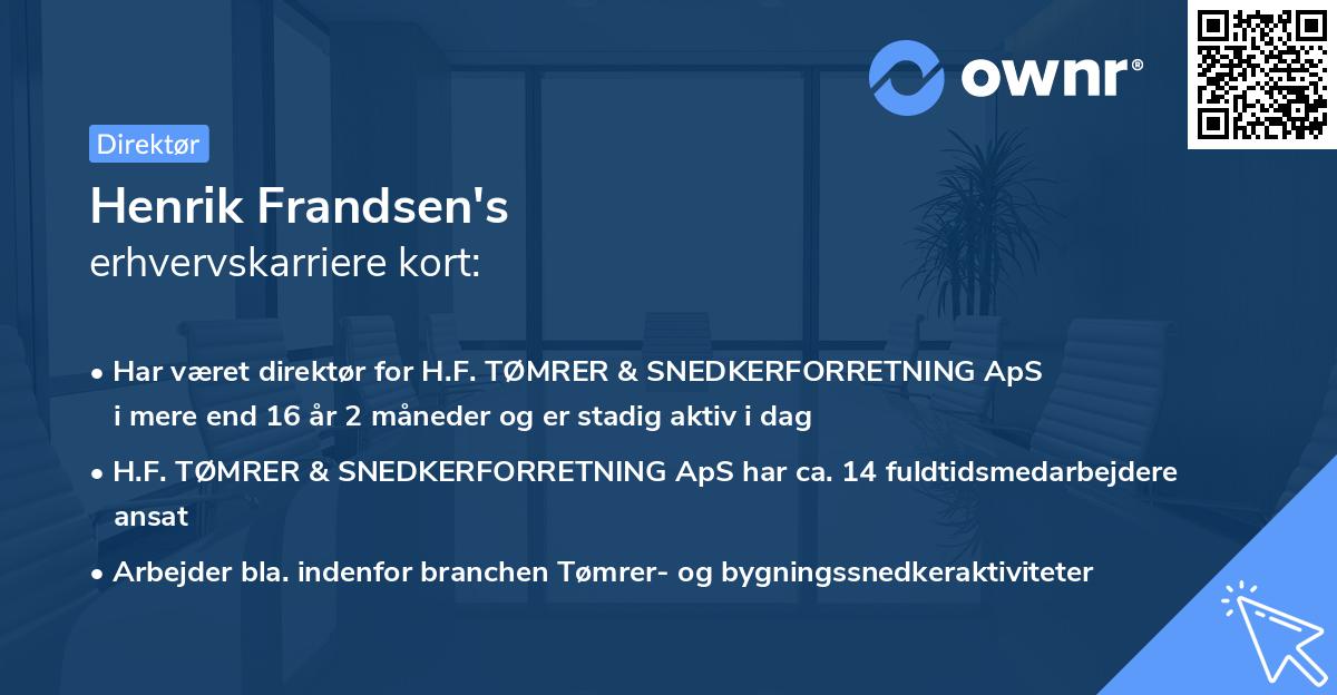 Henrik Frandsen's erhvervskarriere kort