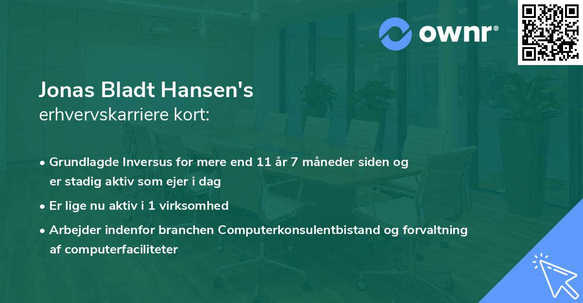 Jonas Bladt Hansen's erhvervskarriere kort