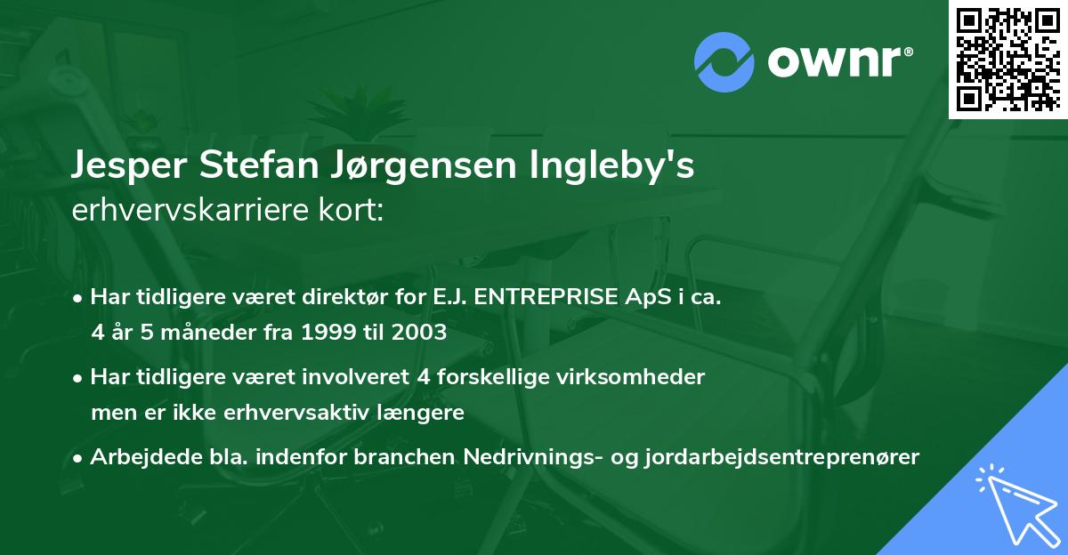 Jesper Stefan Jørgensen Ingleby's erhvervskarriere kort