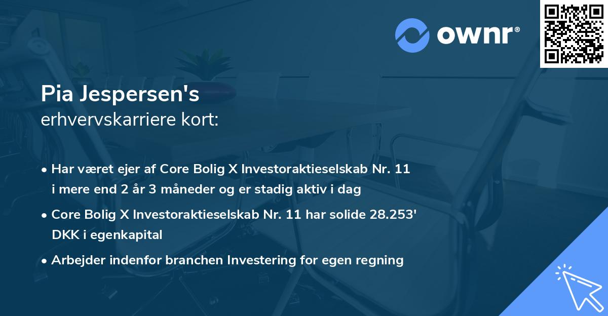 Pia Jespersen's erhvervskarriere kort