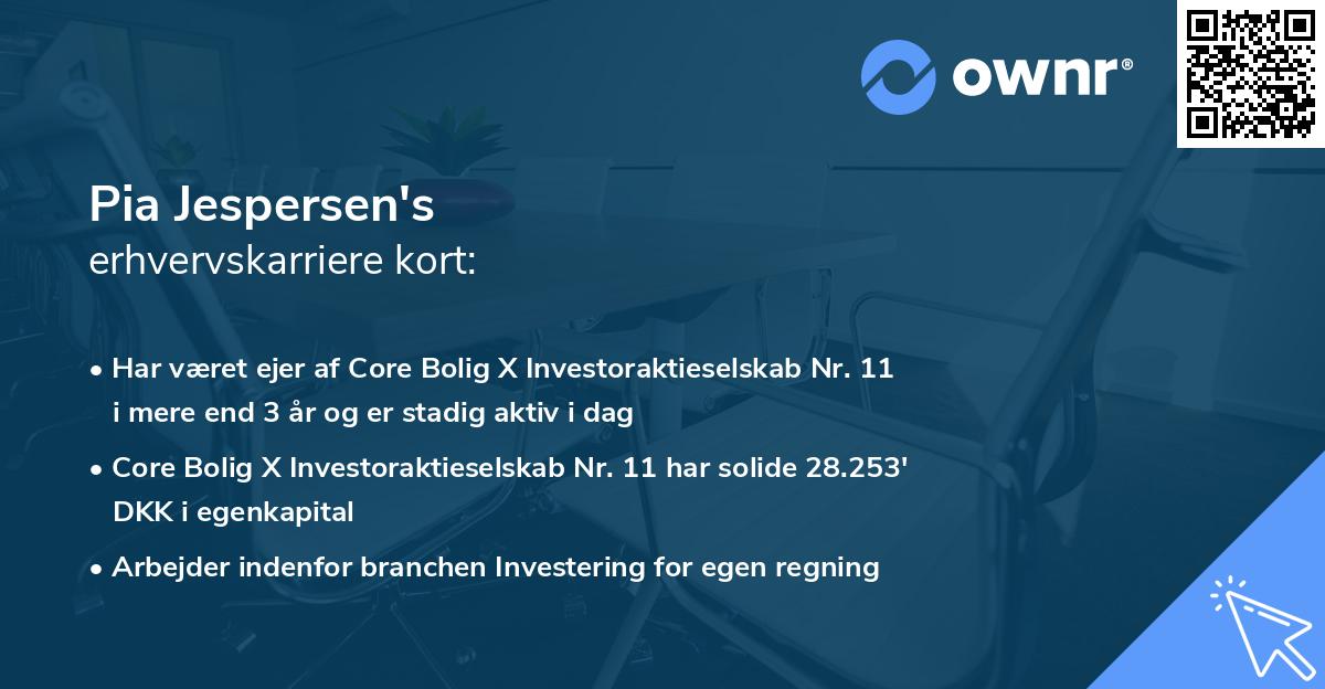 Pia Jespersen's erhvervskarriere kort
