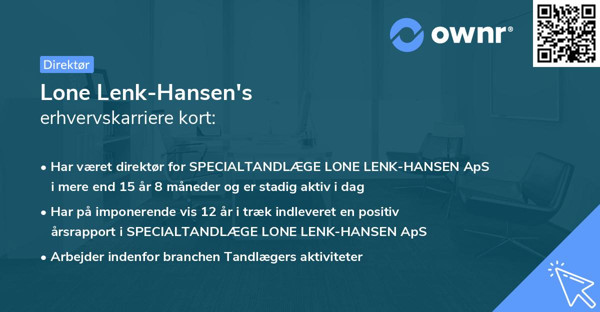 Lone Lenk-Hansen's erhvervskarriere kort