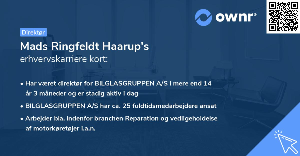 Mads Ringfeldt Haarup's erhvervskarriere kort