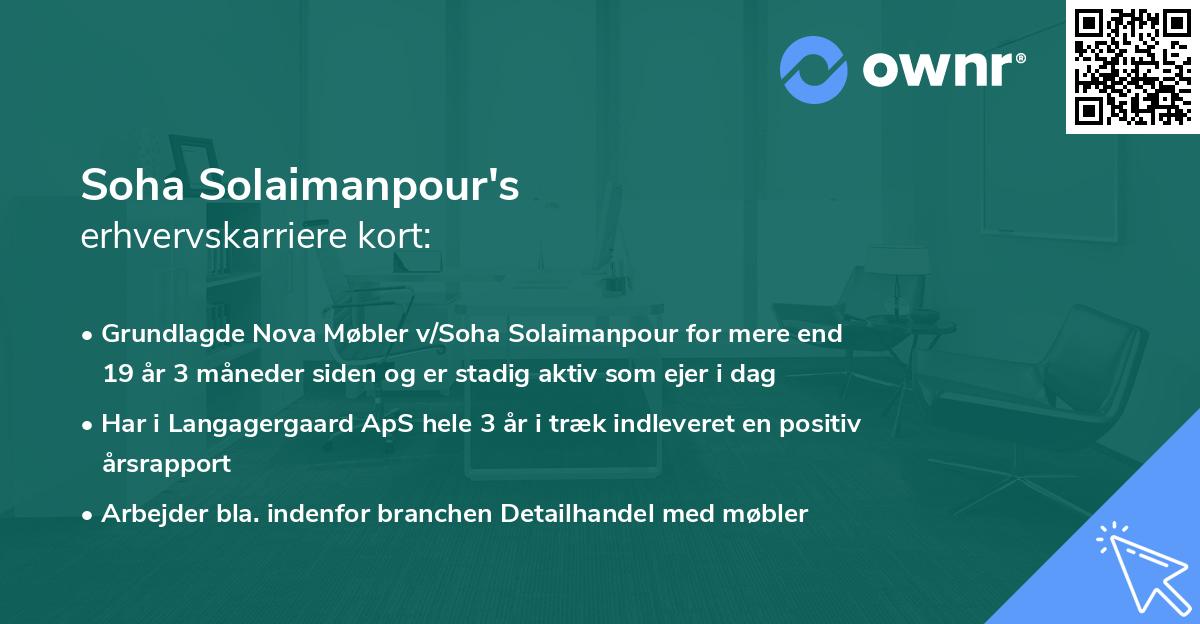 Soha Solaimanpour's erhvervskarriere kort