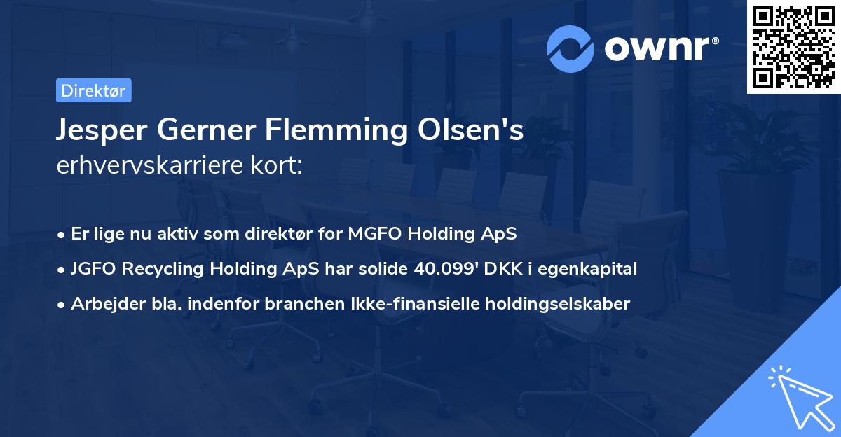 Jesper Gerner Flemming Olsen's erhvervskarriere kort