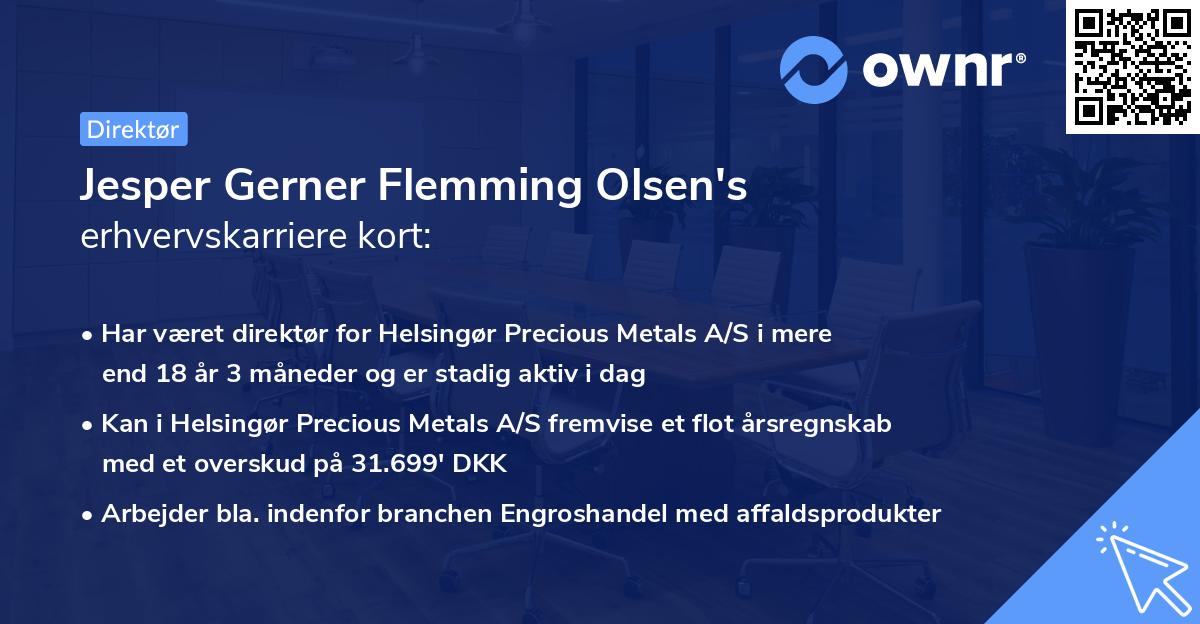 Jesper Gerner Flemming Olsen's erhvervskarriere kort