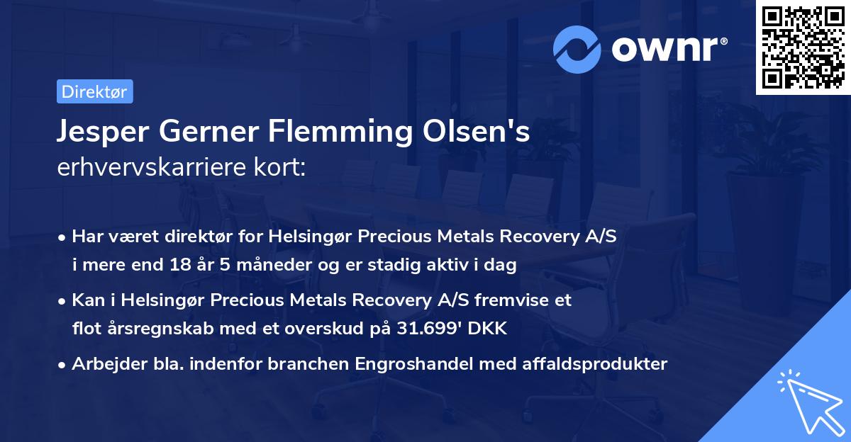 Jesper Gerner Flemming Olsen's erhvervskarriere kort
