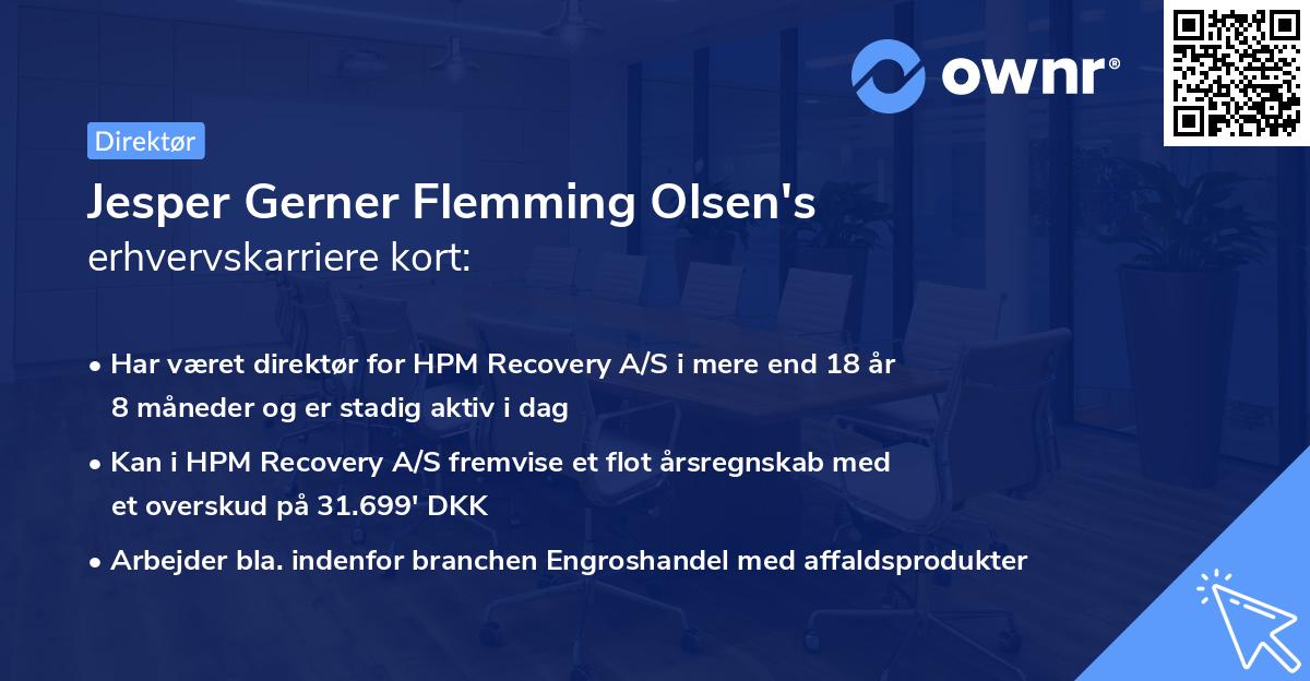 Jesper Gerner Flemming Olsen's erhvervskarriere kort
