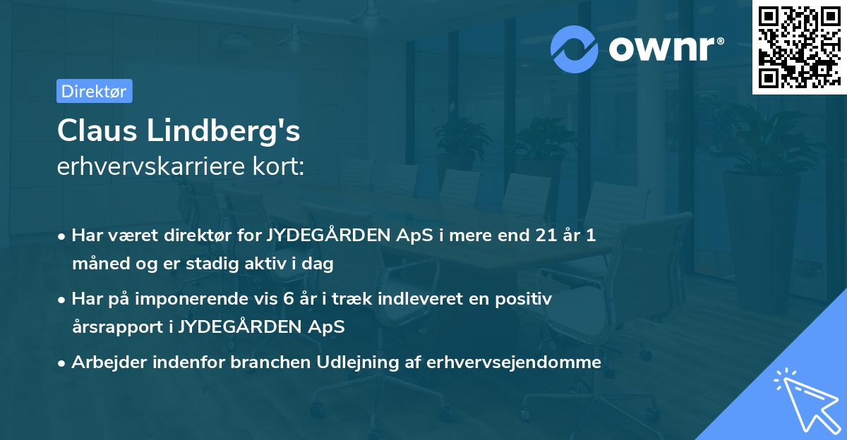 Claus Lindberg's erhvervskarriere kort