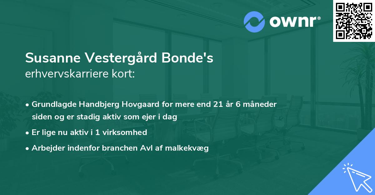 Susanne Vestergård Bonde's erhvervskarriere kort