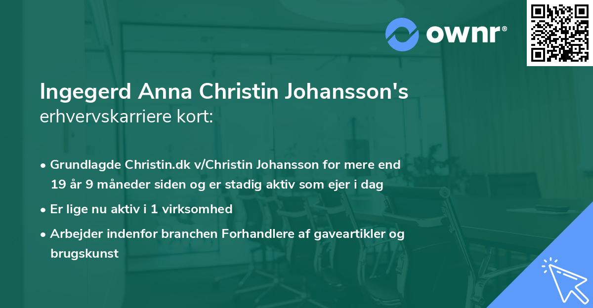 Ingegerd Anna Christin Johansson's erhvervskarriere kort