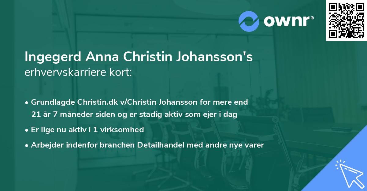 Ingegerd Anna Christin Johansson's erhvervskarriere kort