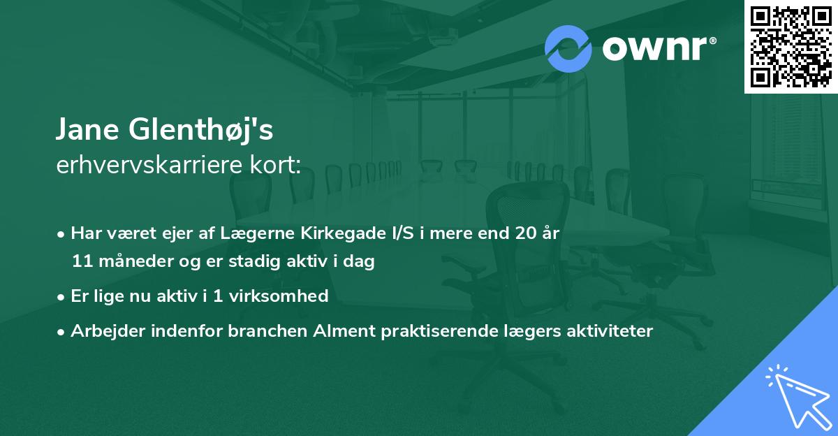 Jane Glenthøj's erhvervskarriere kort