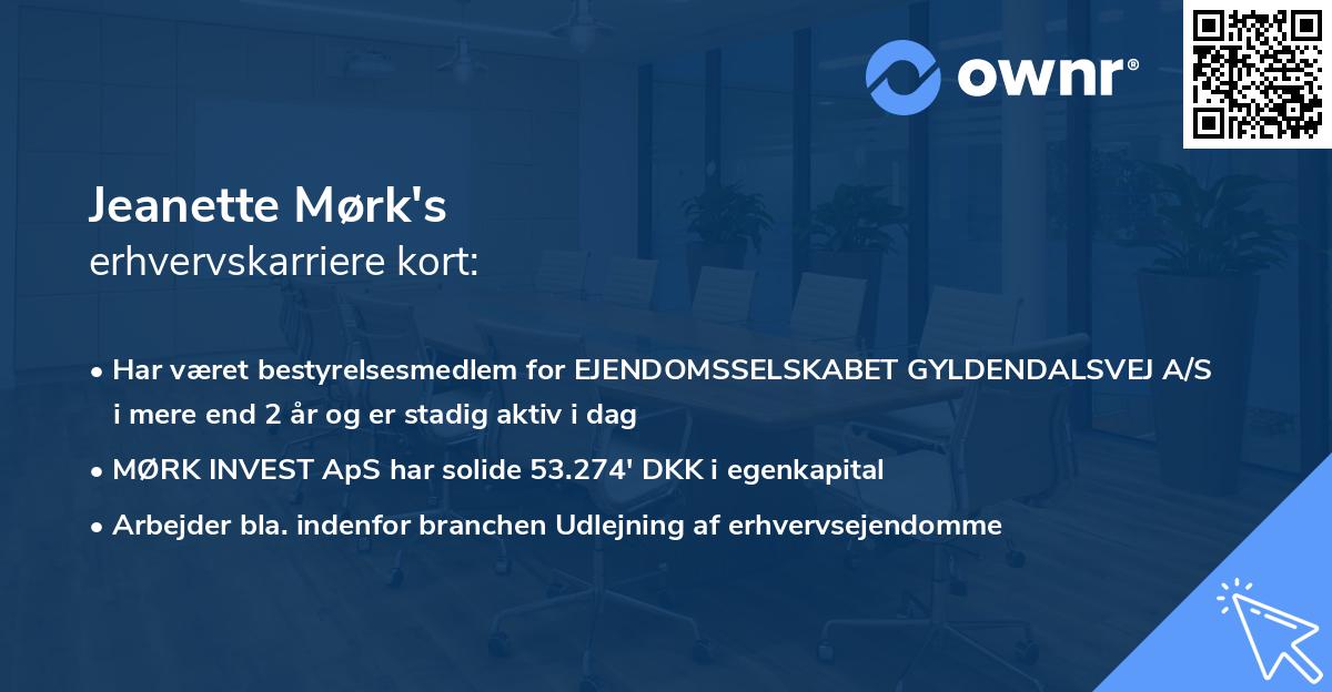 Jeanette Mørk's erhvervskarriere kort