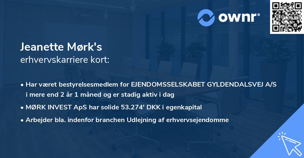 Jeanette Mørk's erhvervskarriere kort